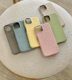 Patterned Leather Half Hard Shell Phone Case